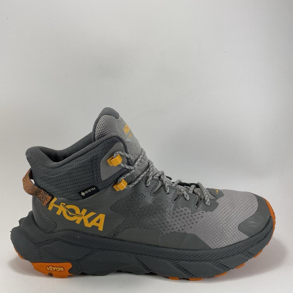 Hoka One One Trail Code GTX Mens Size 10D Grey Orange GoreTex Waterproof Boot